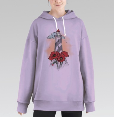 Маяк и маки, Hoodie Long Oversize Fiolet