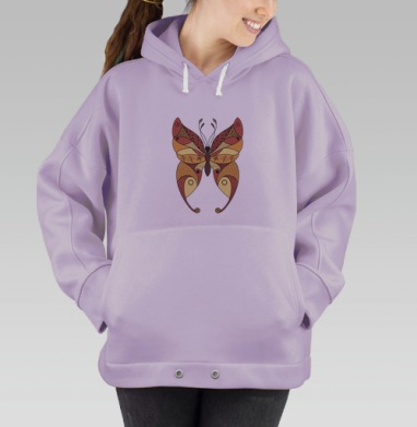 Медитативная бабочка черно-белая гармония равновесия, Hoodie Oversize Fiolet