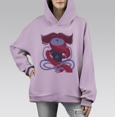 Медитирующий йог, Hoodie Mono Fiolet, оверсайз, утепленная