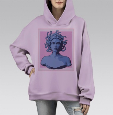 МЕДУЗЗА, Hoodie Mono Fiolet, оверсайз, утепленная