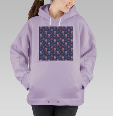 Милые отважные животные в рыцарских доспехах на синем фоне, Hoodie Oversize Fiolet