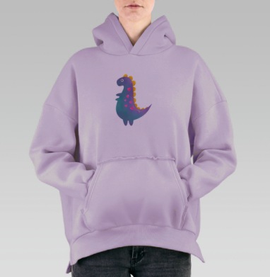 Милые разноцветные динозавры для детских товаров, Hoodie Oversize Fiolet, утепленная