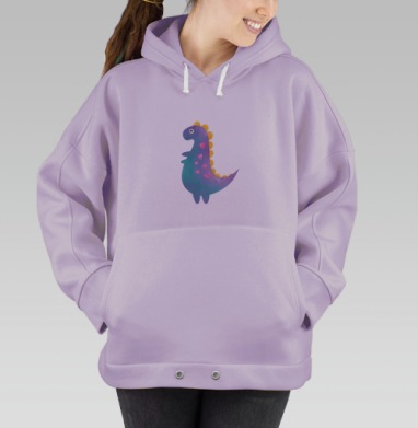 Милые разноцветные динозавры для детских товаров, Hoodie Oversize Fiolet