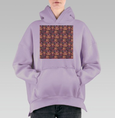 Милый коровёнок с букетом в новогодней шапке 2021, Hoodie Oversize Fiolet, утепленная