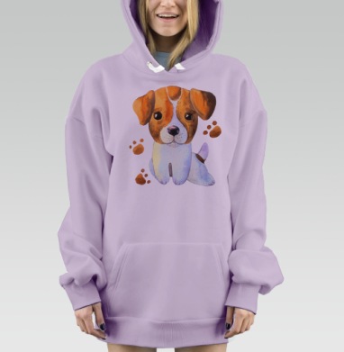 Милый щенок коричнево белый лапки, Hoodie Mjhigh Dig Mel, Fiolet, утепленная