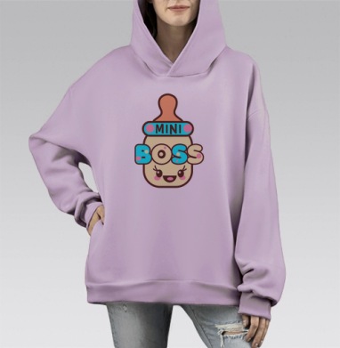 Мини Босс, Hoodie Mono Fiolet, оверсайз, утепленная