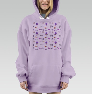 Мир хомячков и единорожек фантазия веселье и сказка, Hoodie Mjhigh Dig Mel, Fiolet, утепленная