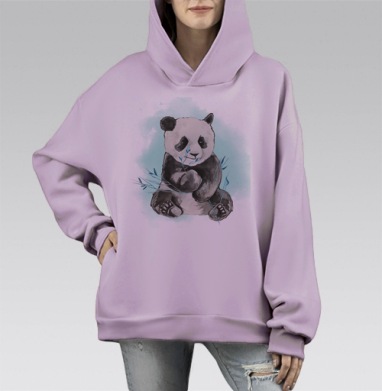 Мишка панда, Hoodie Mono Fiolet, оверсайз, утепленная