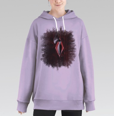 Мистический человек в красном лесу смелая фигура в мраке, Hoodie Long Oversize Fiolet