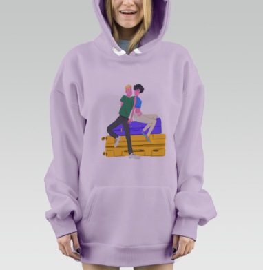 Молодежь с чемоданами в начале путешествия первое семейное путешествие, Hoodie Mjhigh Dig Mel, Fiolet, утепленная