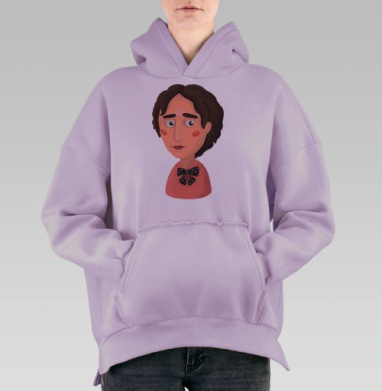 Молодой человек с бантом и задумчивым выражением лица, Hoodie Oversize Fiolet, утепленная