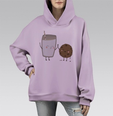 Молоко и печенье, Hoodie Mono Fiolet, оверсайз, утепленная