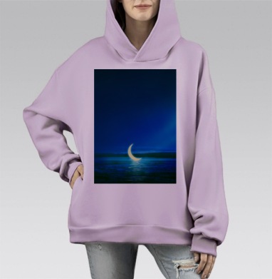 Moonlight / Лунный свет, Hoodie Mono Fiolet, оверсайз, утепленная