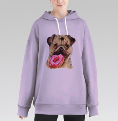 Мопс и пончик, Hoodie Long Oversize Fiolet