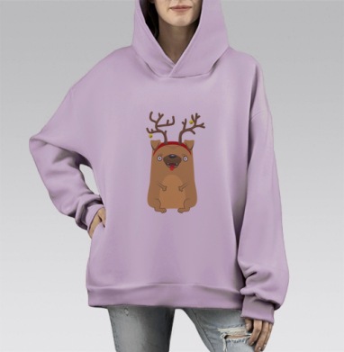 Мопсятинка, Hoodie Mono Fiolet, оверсайз, утепленная