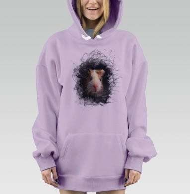 Морская свинка в черном пятне Морская свинка, Hoodie Mjhigh Dig Mel, Fiolet, утепленная