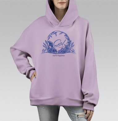 Морские цветы, Hoodie Mono Fiolet, оверсайз, утепленная