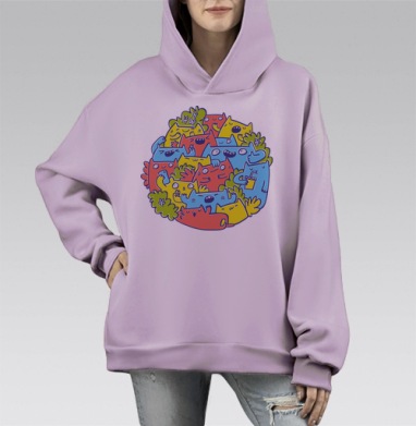 Мохнатый Клан, Hoodie Mono Fiolet, оверсайз, утепленная