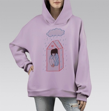 Мой дом, Hoodie Mono Fiolet, оверсайз, утепленная