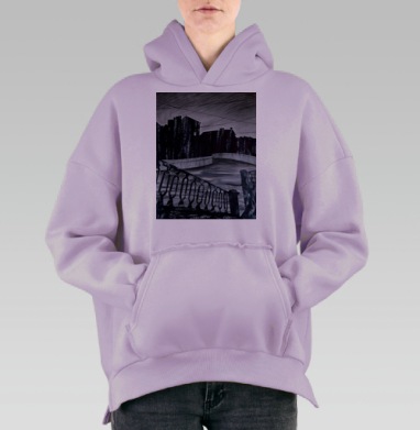 Мрачный Питерский канал холодный уютный день, Hoodie Oversize Fiolet, утепленная