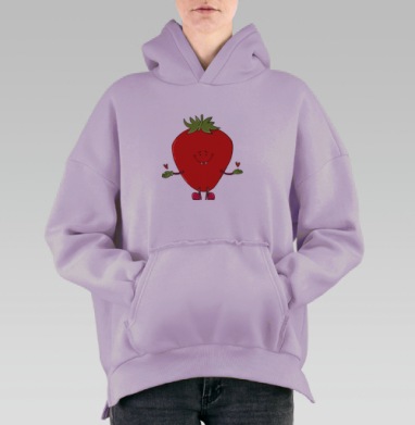Мультяшная клубника, Hoodie Oversize Fiolet, утепленная