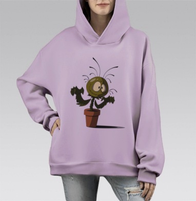 Мухаловка, Hoodie Mono Fiolet, оверсайз, утепленная