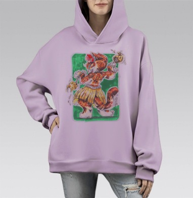 Мяори, Hoodie Mono Fiolet, оверсайз, утепленная