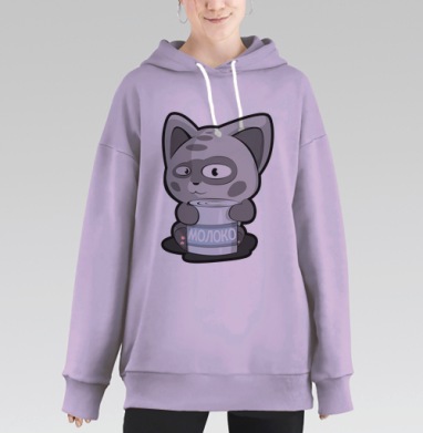 МЯУ  МОЛОКО, Hoodie Long Oversize Fiolet