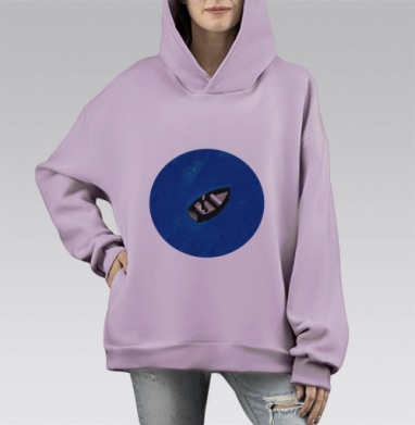 Наедине с морем, Hoodie Mono Fiolet, оверсайз, утепленная