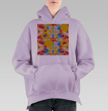 Насыщенный городской контраст с потоком красок и форм, Hoodie Oversize Fiolet, утепленная