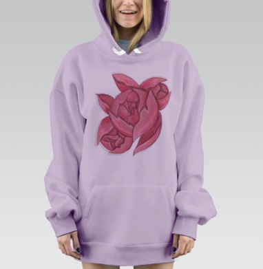 Нежная розовая роза в сиянии нежные розовые, Hoodie Mjhigh Dig Mel, Fiolet, утепленная