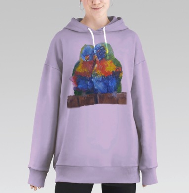 Нежные пташки, Hoodie Long Oversize Fiolet
