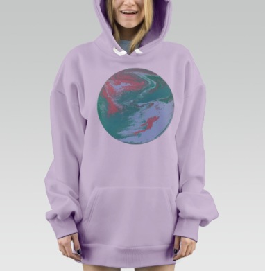 Нежные волны зеленого кораллового движения абстракция, Hoodie Mjhigh Dig Mel, Fiolet, утепленная