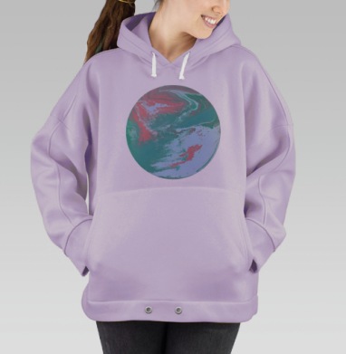 Нежные волны зеленого кораллового движения абстракция, Hoodie Oversize Fiolet