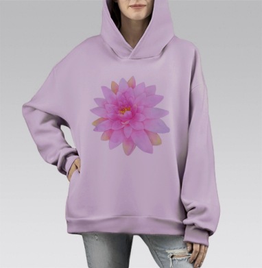 Нежный розовый цветок лотоса, Hoodie Mono Fiolet, оверсайз, утепленная