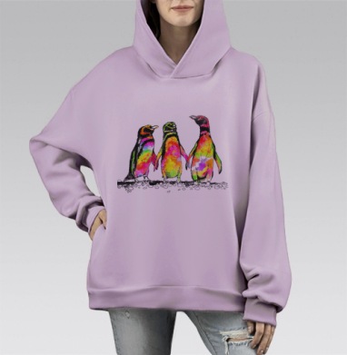 НеоноПингвины, Hoodie Mono Fiolet, оверсайз, утепленная