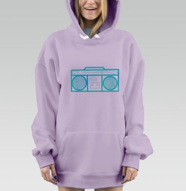Неоновый Ретро Магнитофон Бирюзовый Неоновый, Hoodie Mjhigh Dig Mel, Fiolet, утепленная