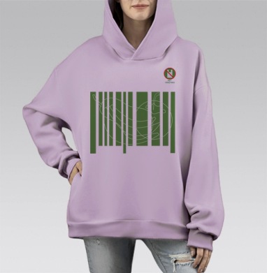 Нет пластику, Hoodie Mono Fiolet, оверсайз, утепленная