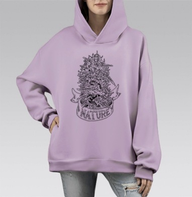 НЭЙЧА, Hoodie Mono Fiolet, оверсайз, утепленная