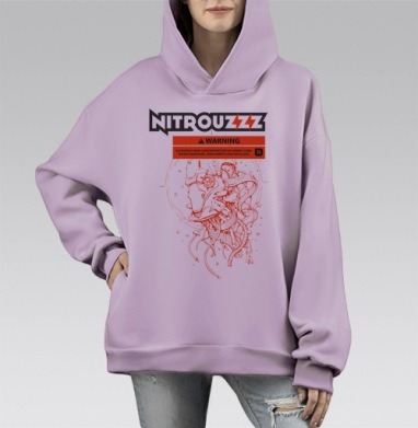 НИТРО. Голова Робота, Hoodie Mono Fiolet, оверсайз, утепленная