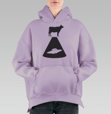 НЛО похищает корову, загадочное похищение фермы, Hoodie Oversize Fiolet, утепленная