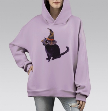 Ночь в Хэлоуин, Hoodie Mono Fiolet, оверсайз, утепленная