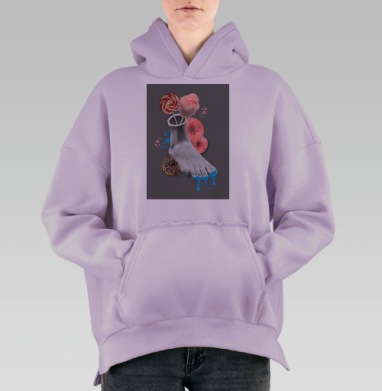Нога статуи на темном, Hoodie Oversize Fiolet, утепленная