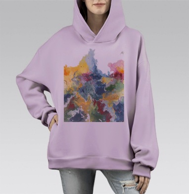 Норвежское лето, Hoodie Mono Fiolet, оверсайз, утепленная