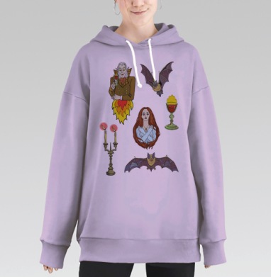 Носферату паттерн, Hoodie Long Oversize Fiolet
