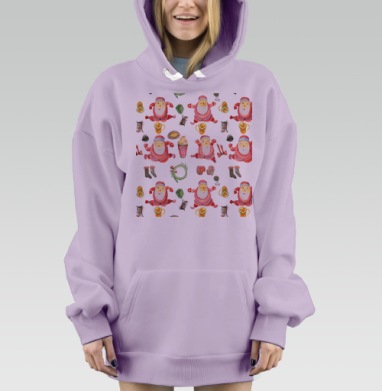 Новогодние деды морозы танцуют мышки бегают, Hoodie Mjhigh Dig Mel, Fiolet, утепленная