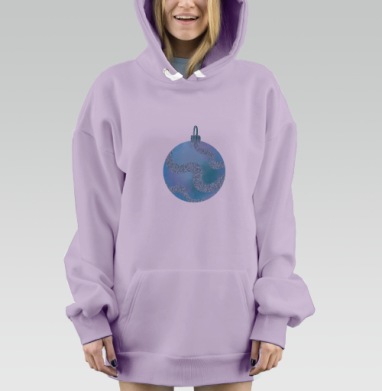 Новогодние яркие шарики разноцветные праздничные элементы для декора, Hoodie Mjhigh Dig Mel, Fiolet, утепленная