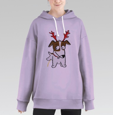 Новогодний Джек Рассел, Hoodie Long Oversize Fiolet