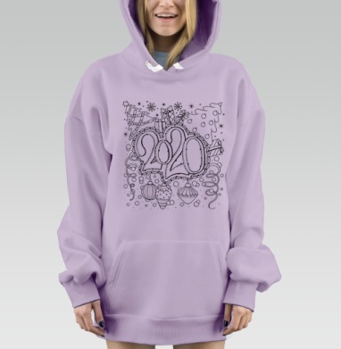 Новогодний праздник 2020 с подарками и елкой 2020, Hoodie Mjhigh Dig Mel, Fiolet, утепленная