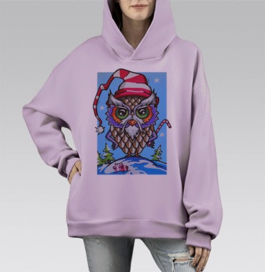 НОВОГОДНИЙ ШКЕТ, Hoodie Mono Fiolet, оверсайз, утепленная